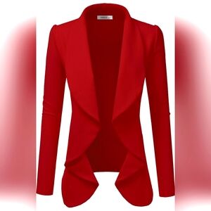 DOUBLJU Classic Draped Open Fron LONG Sleeve Jacket Sz. Small